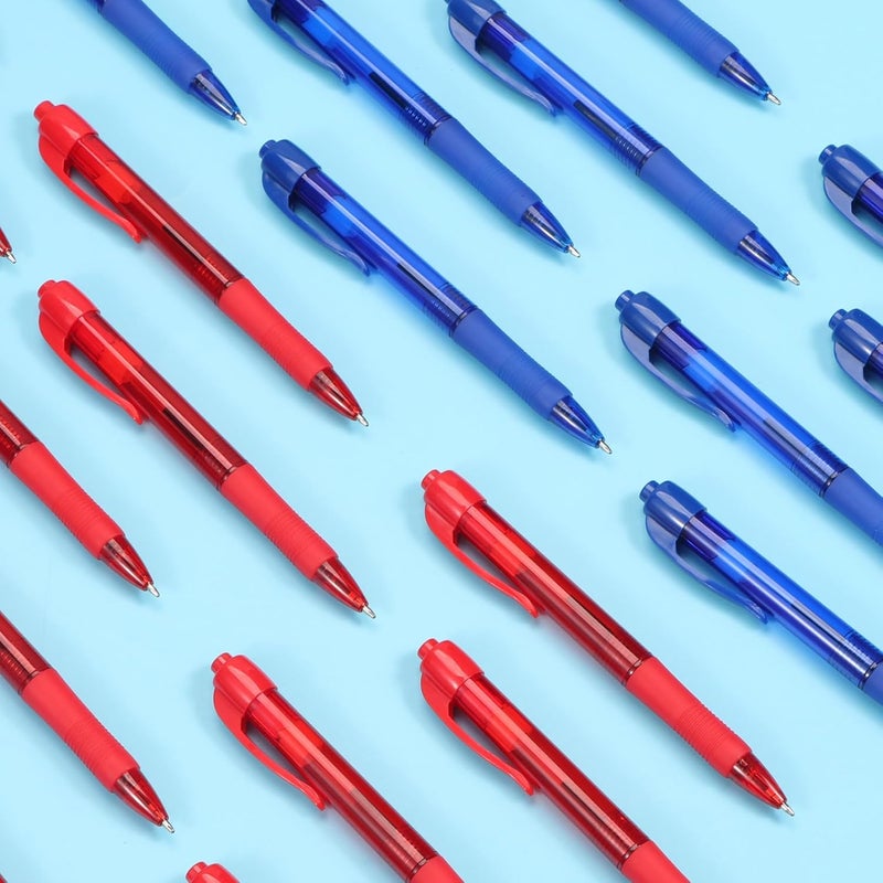 deegtran Pens Bulk, 50 Pack No Bleed Blue & Red Ink Click Pens with Soft Grip, Wholesale Retractable Ballpoint Pens for Office School, Medium Point Smooth 1.0MM - Image 5